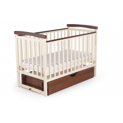 Ліжко дитяче DeSon Bimbi color з опускною боковиною та шухлядою (MRIYA combi), ваніль-горіх